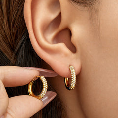 Gold-Tone Cubic Zirconia Small Hoop Earrings