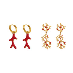 Gold-Tone Coral Branch Earrings