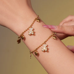 Bear & Heart Charm Necklace, Bracelet, Anklet & Earrings