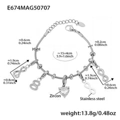 Cubic Zirconia Heart and Celestial Charm Bracelet