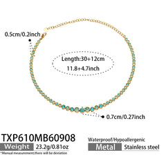 Color Cubic Zirconia Necklace Bracelet and Earrings