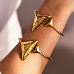 18K Gold-Plated Double Triangle Open Cuff