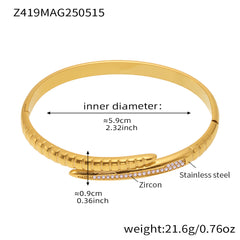 Open Cubic Zirconia Accent Bangle Bracelet