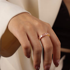 Colored Cubic Zirconia Geometric Open Ring