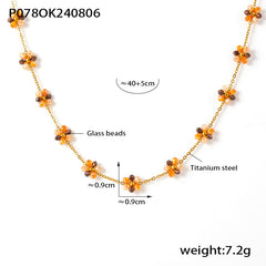 Glass Bead Flower Necklace, Bracelet & Anklet