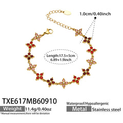 18K Gold-Plated Color Cubic Zirconia Flower Jewelry