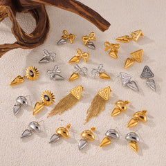 18K Gold-Plated Bow and Heart Drop Earring Designs
