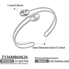 Geometric Cubic Zirconia Double-Band Arm Cuff