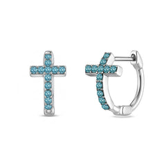 Nicolette Dainty Pavé Cross Huggie Earrings