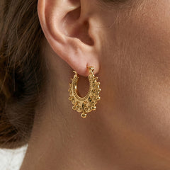 18K Gold-Plated & Silver-Tone Crown Detail Hoops