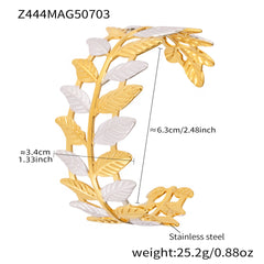 18K Gold-Plated Two-Tone Leaf or Wide Cuff Bracelet