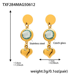 18K Gold-Plated Heart Glass Necklace, Bracelet or Earrings