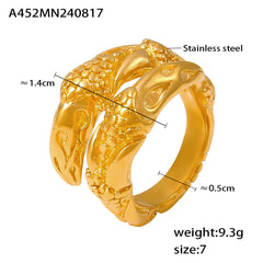18K Gold-Plated Engraved Texture Open Ring