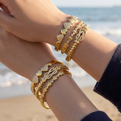 18K Gold-Plated Cubic Zirconia Clasp Bangle Designs