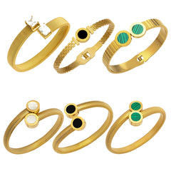 Round Accent and Shell Bangle Designs