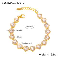 Cubic Zirconia Heart or Circle Link Bracelet