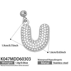 Cubic Zirconia Letter Charms & Separate Necklace Chains