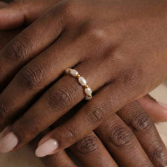 Shell Pearl-Look Bead Ring