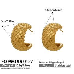18K Gold-Plated Crossed Texture C-Hoop Earrings