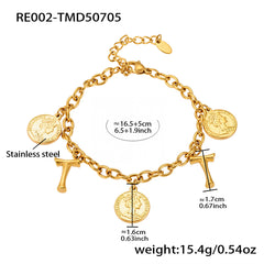Gold-Tone Initial and Coin Charm Bracelet