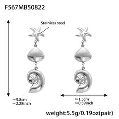 Ocean Starfish and Shell Drop Earrings