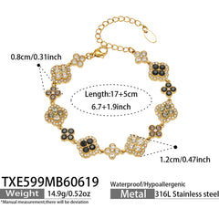 18K Gold-Plated Color Four-Petal Cubic Zirconia Jewelry
