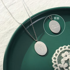 Birth Flower Oval Pendant Necklace
