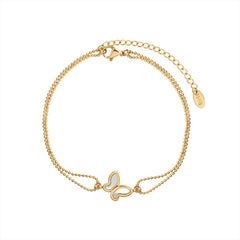 18K Gold-Plated Butterfly Double-Chain Anklet