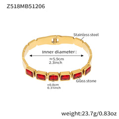 Czech Glass Square Accent Clasp Bangle