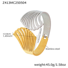 18K Gold-Plated Two-Tone Openwork Cuff Bracelets