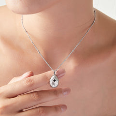 Shell Texture Cubic Zirconia Pendant Necklace