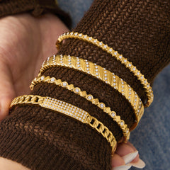 Cubic Zirconia Textured Bangle Bracelets