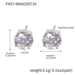 Round Cubic Zirconia Stud Earrings