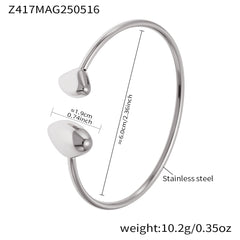 Polished Teardrop Open Cuff Bracelet