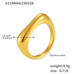 18K Gold-Plated Rectangular Stainless Steel Ring