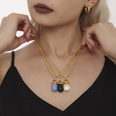 18K Gold-Plated Resin Teardrop Pendant Necklace