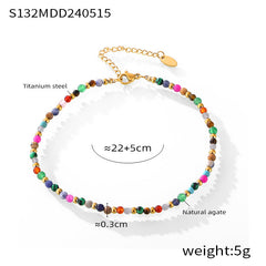18K Gold-Plated Natural Stone Bead Anklet