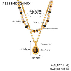 Tiger Eye Pendant & Natural Stone Beaded Necklaces