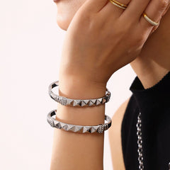 18K Gold-Plated Studded Cubic Zirconia Clasp Bracelet