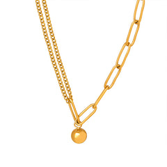 Gold-Tone Bead & Split Chain Necklace