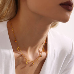 18K Gold-Plated Crescent Moon Charm Necklace