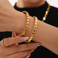 18K Gold-Plated Heart Link Bangle Bracelet