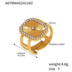 Textured Geometric Sparkle Open Ring
