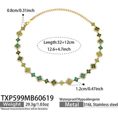 18K Gold-Plated Color Four-Petal Cubic Zirconia Jewelry