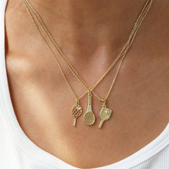Dainty Diamond Accented Racket Sports Necklace Collection