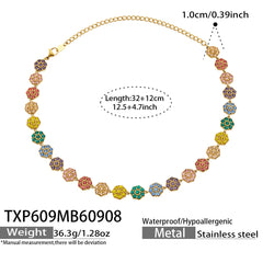 Color Cubic Zirconia Flower Station Jewelry