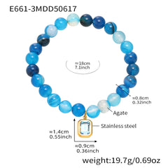 Natural Agate Beaded Stretch Bracelet