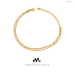 Gold-Tone Fine Double-Layer Chain Bracelet