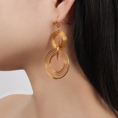 Gold-Tone Layered Circle Drop Earrings