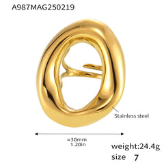 18K Gold-Plated Sculptural Ring & Tag Necklace